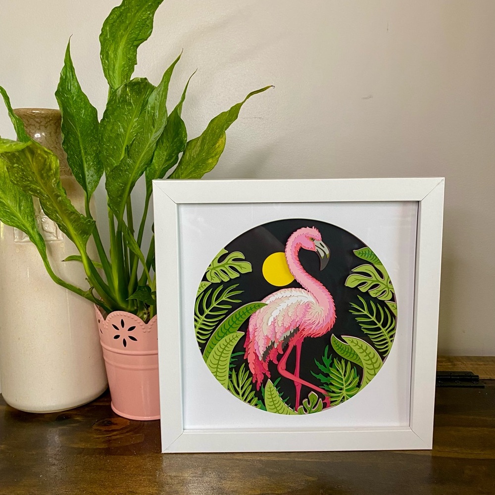 Pink Flamingo 3D Shadowbox